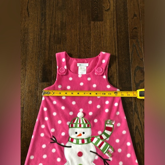 Bonnie Jean Girls 4/4T Pink Fleece Jumper with Polka Dots & Snowman Appliqué - Picture 6 of 9